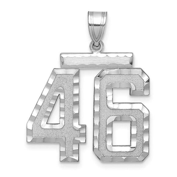 14k White Gold, Varsity Collection, Large D/C Pendant, Number 46 - Picture 1 of 3